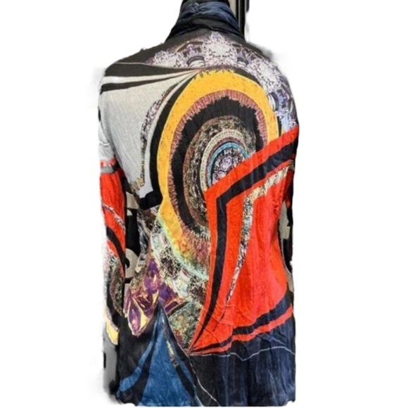 Alison Sheri Open front top with crochet backdrop multi colorful Sz L Women - Picture 4 of 9